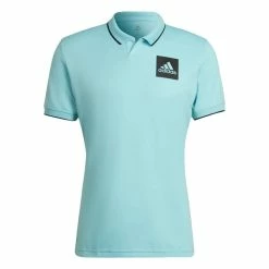 Best Pirce 👏 Outlet 🤩 Adidas Men's Paris FreeLift Polo Pulse Aqua 🤩 ❤️
