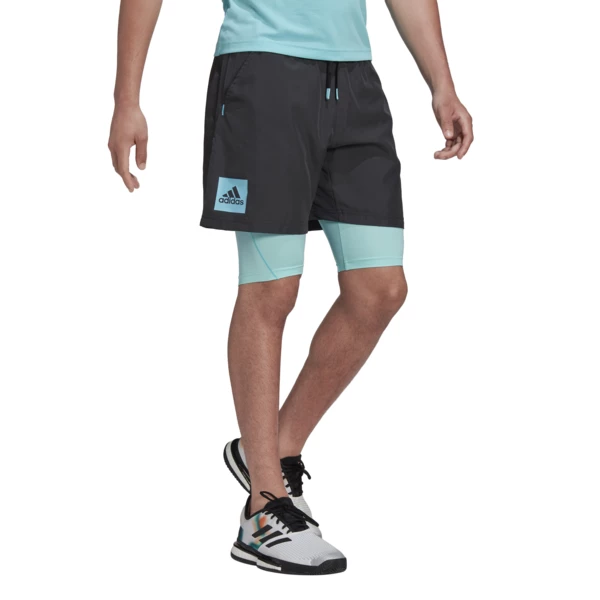 Best Sale โญ Cheap ๐ Adidas Men's Paris 2 In 1 Shorts Carbon Pulse Aqua ๐ฅฐ โ๏ธ - Image 2