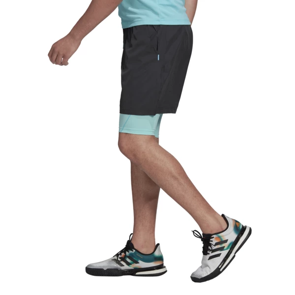 Best Sale โญ Cheap ๐ Adidas Men's Paris 2 In 1 Shorts Carbon Pulse Aqua ๐ฅฐ โ๏ธ - Image 4