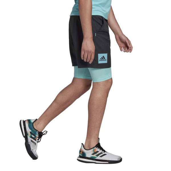 Best Sale โญ Cheap ๐ Adidas Men's Paris 2 In 1 Shorts Carbon Pulse Aqua ๐ฅฐ โ๏ธ - Image 5