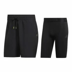 New 🔔 Cheap ❤️ Adidas Men's Paris 2 In 1 Shorts Black 🤩 🎉