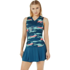 Outlet ⌛ Cheap 👏 Asics Women's Match Graphic Tank Light Indigo 💯 💯