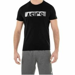 Outlet 👏 Flash Sale 🧨 Asics Essential Diagonal Men's T-Shirt Black 🎁 🤩