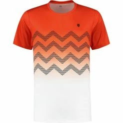 Brand new 😍 Brand new 🎁 K-Swiss Men's Hypercourt Print Crew Tee 2 Spicy Orange White 🌟 🎉