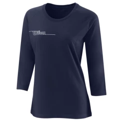 Best Pirce ⭐ Hot Sale 😀 Wilson Women's Team II 3/4 Sleeve Tech Tee Team Navy 🔔 🎉